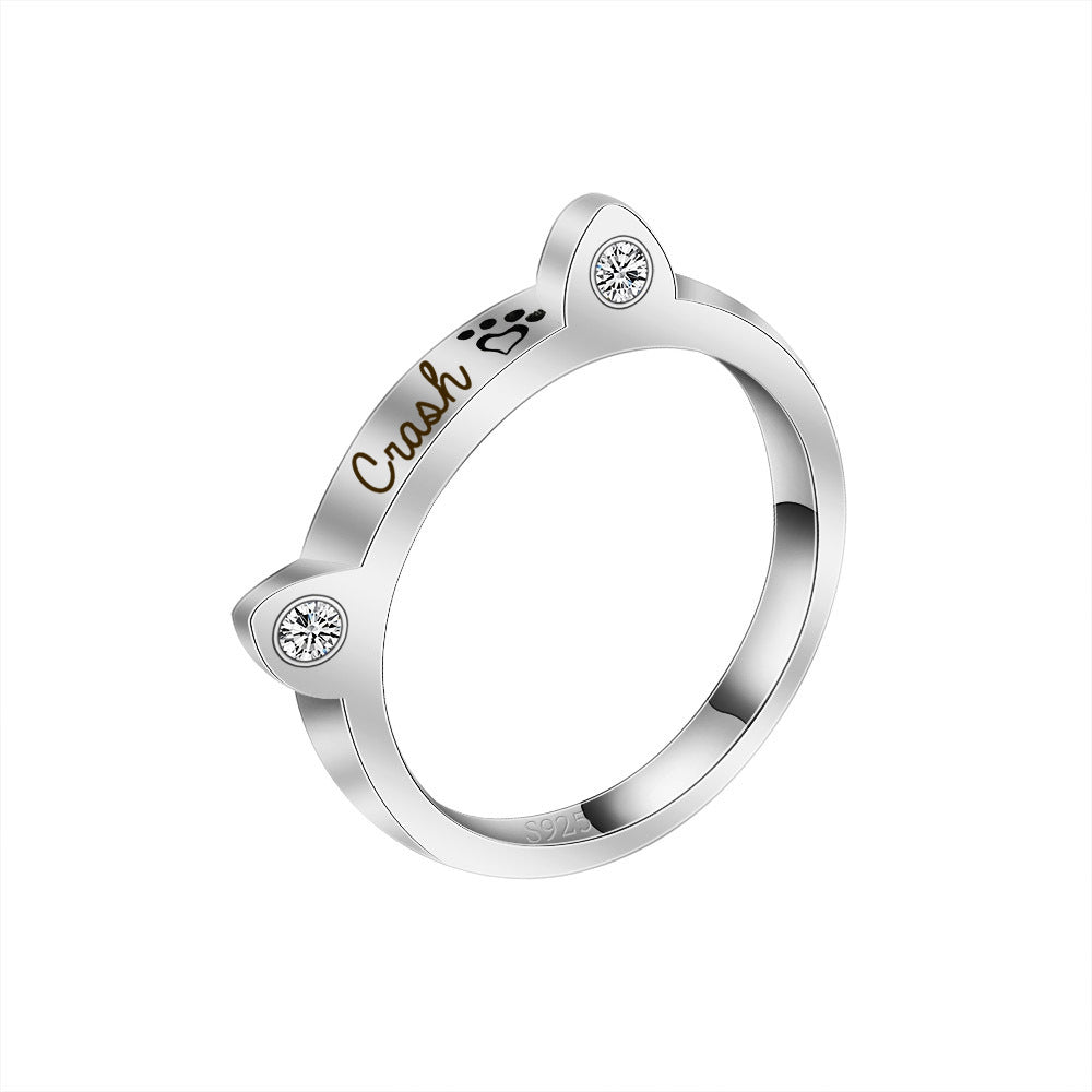 Personalized Cat Shaped Bone Ring • Cat Lover Rings