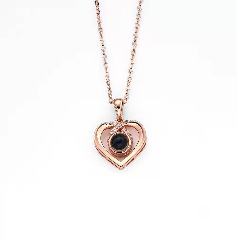 Personalized photo custom Peach Heart Necklace