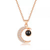 Personalized diamond moon photo Necklace