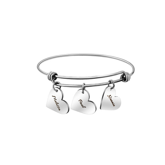 Personalized engraved peach heart three color Bracelet