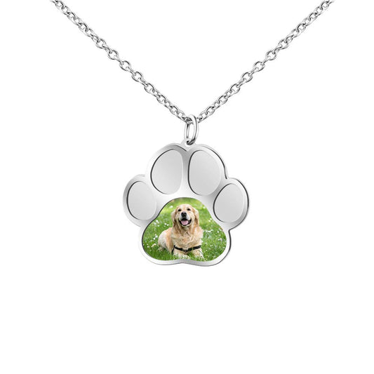 Personalized Pet Footprint Photo Necklace