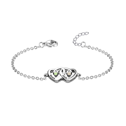 Personalized Peach Heart Diamond Bracelet
