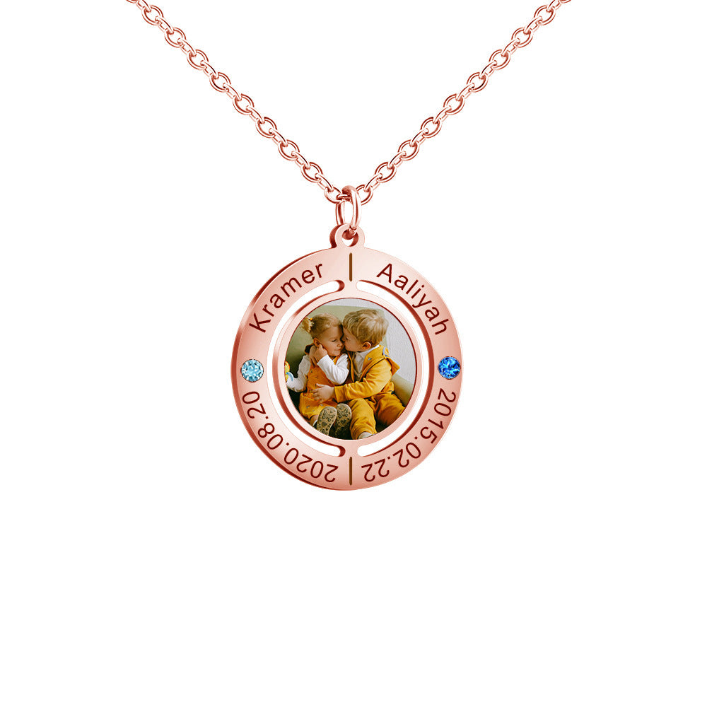Personalized engraved photo necklace