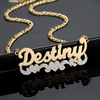 Personalised Double Plate Two Tone Heart Name Necklace
