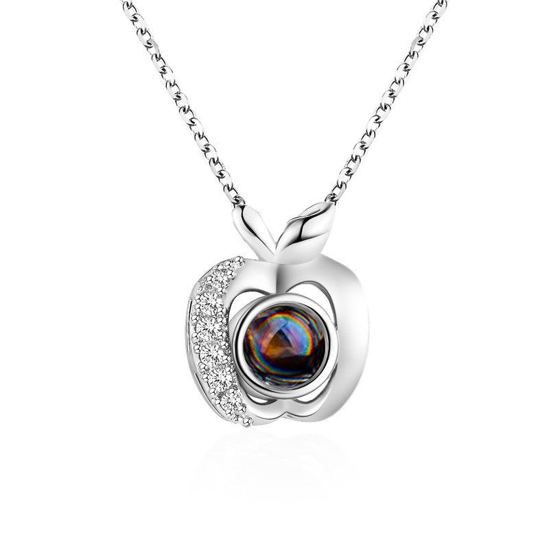 Personalized Apple Shape Photo Projection Necklace