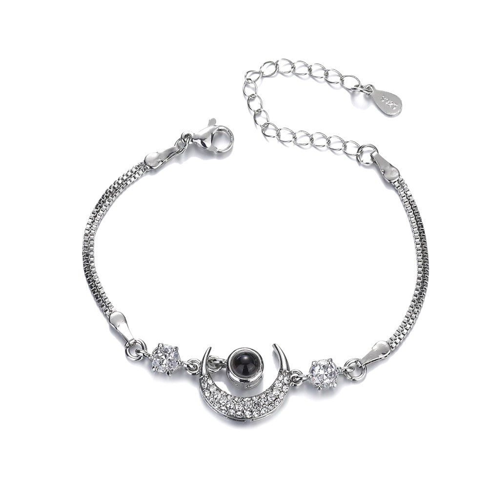 Personalized Moon Shaped Photo Projection Bracelet