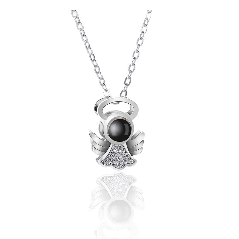 Personalized Angel Shape Photo Projection Necklace