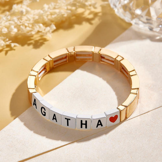 Custom Name Enamel Bead Bracelet