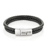 Custom square button double leather bracelet
