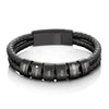 Custom double leather bracelet with black beads