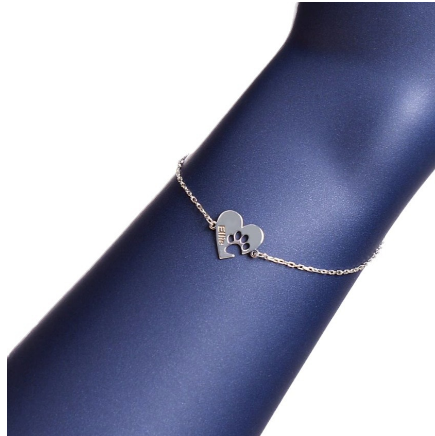 Personalized Pet Heart Paw Bracelet