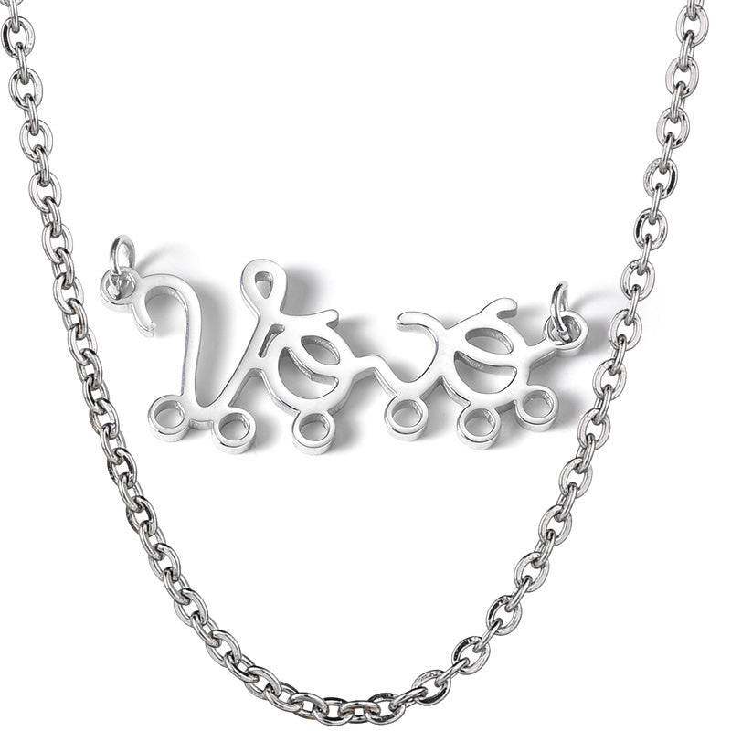 Personalized Vovó baby pendant grandmother necklace stainless steel boy girl figurine name necklace