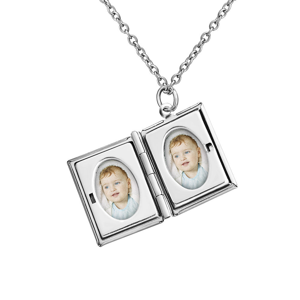 Personalized book photo necklace