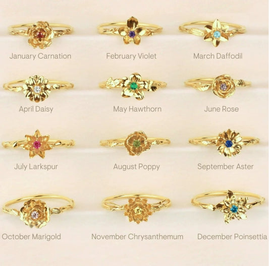Three Edimensional Birth Flower Ring