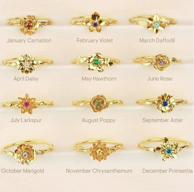 Three Edimensional Birth Flower Ring