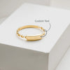 Minimalist Square Chain Ring - Personalized Engraved S925 Sterling Silver Plated 18K Gold - Dainty Geometric Jewelry - Stackable Ring for Women
