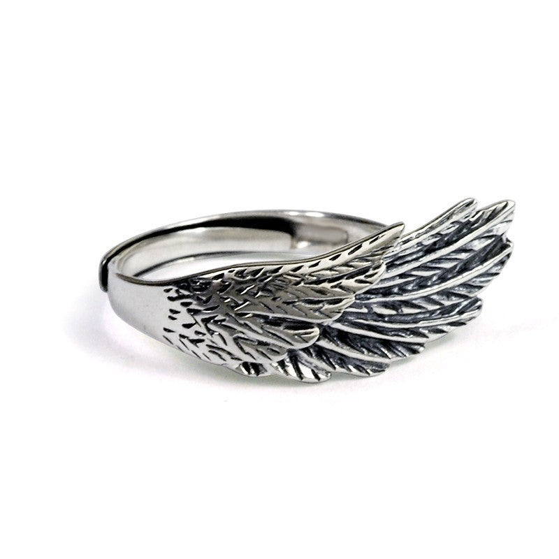 Retro Devil's Wing Ring, Customized Name Engraving Jewelry, Couple Ring, Gift for Lover