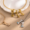 Personalized Dog Bone Necklace - Custom Birthstone and Engraved Pet Memorial Jewelry - 18K Gold Plated Stainless Steel - Adjustable Pet Loss Gift
