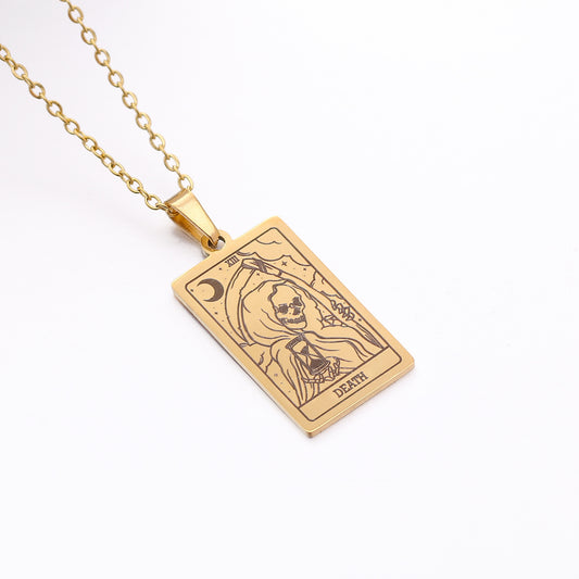 22 Tarot Necklace Pendant Square Personality Simple Vintage Women