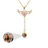 Personalized Cupid Heart Angel Wings Projection Pendant, Custom Photo Copper Necklace