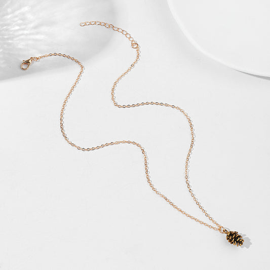 Custom Pinecone Initial Necklace Personalized Gifts for Mom Gift Necklace Dainty Pine Jewelry