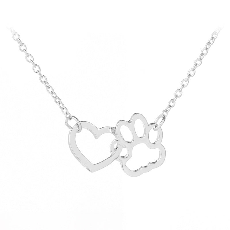 Personalized Heart & Paw Interlocking Linked Interlock Necklace