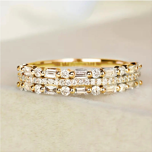 Trendy multi-layered cubic zirconia ring
