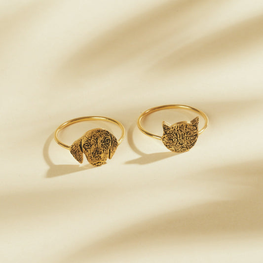 Custom Pet Portrait Ring Personalized Pet Lover Gift