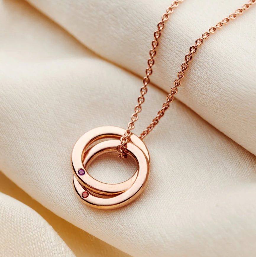 Interlocking Double Ring Bracelet & Necklace Set – Custom Engraving