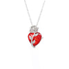 S925 Sterling Silver Rose Flower Heart Birthstone Pendant Necklace