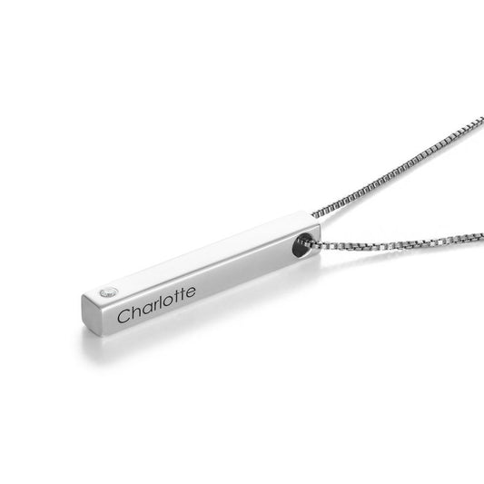 Custom Personalized Vertical 3D Bar Necklace
