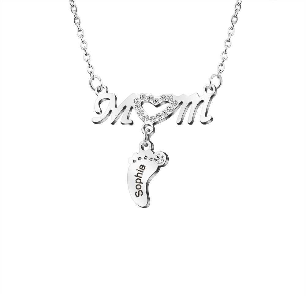 Custom Engraved Necklace Family Feet Mother's Day Gifts