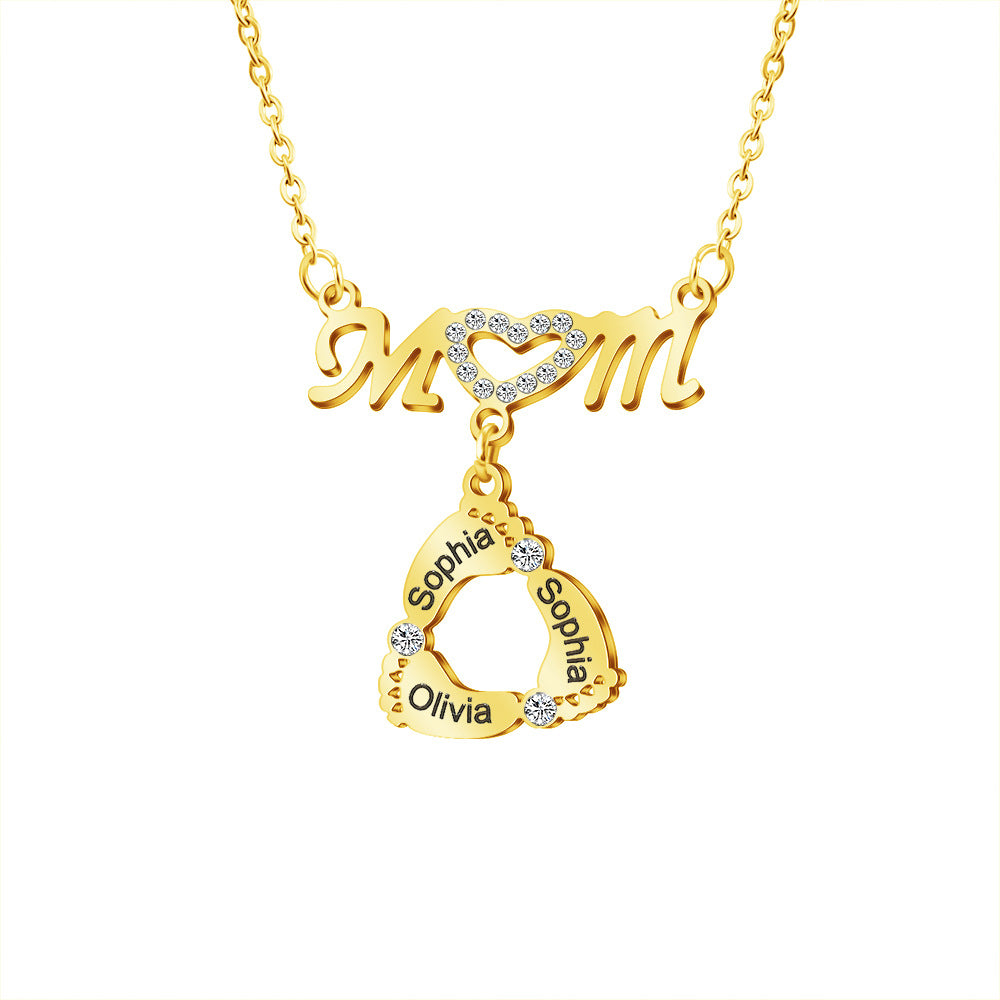 Custom Engraved Necklace Family Feet Mother's Day Gifts
