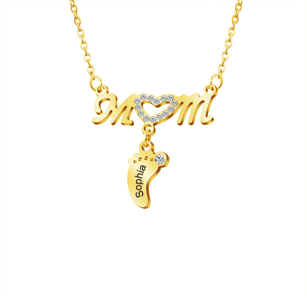 Custom Engraved Necklace Family Feet Mother's Day Gifts