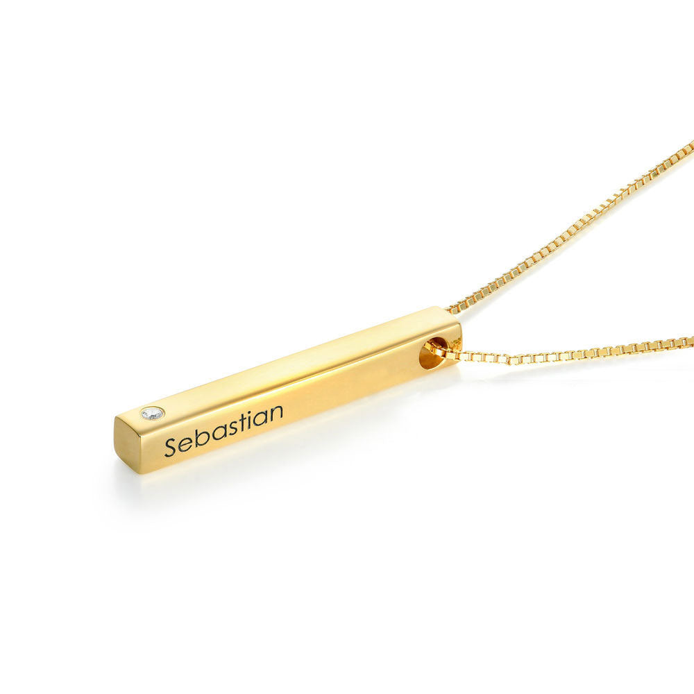 Custom Personalized Vertical 3D Bar Necklace