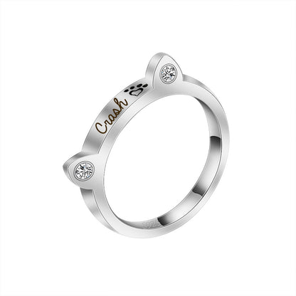 Personalized Cat  Shaped Bone Ring • Cat Lover Rings