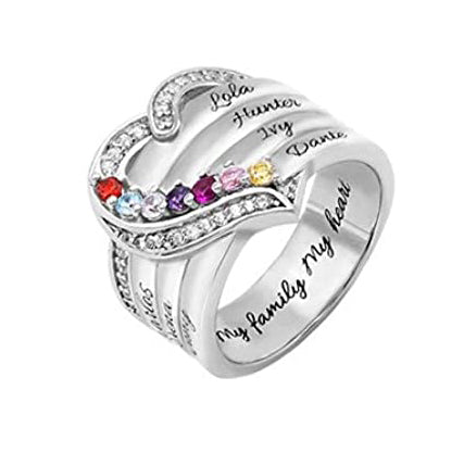 Personalized Birthstone Name Engraving Ring