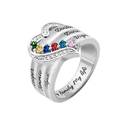 Personalized Birthstone Name Engraving Ring