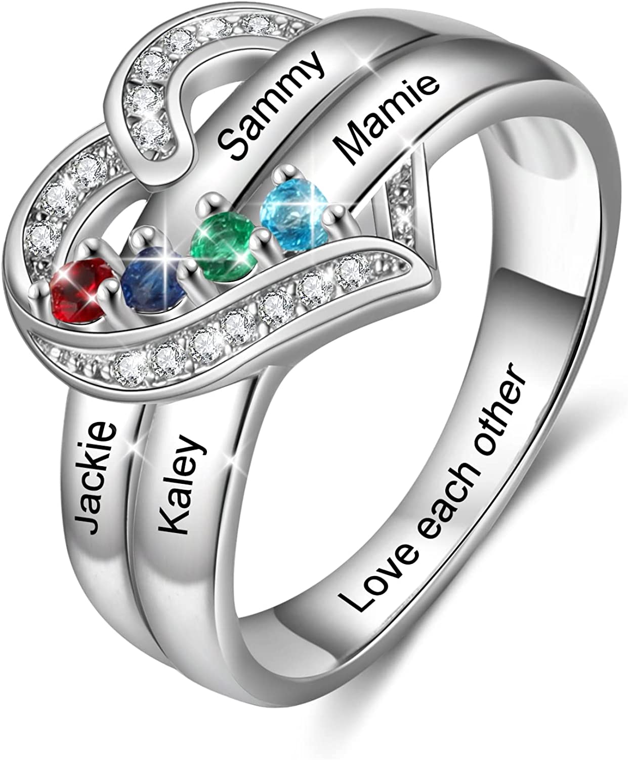 Personalized Birthstone Name Engraving Ring
