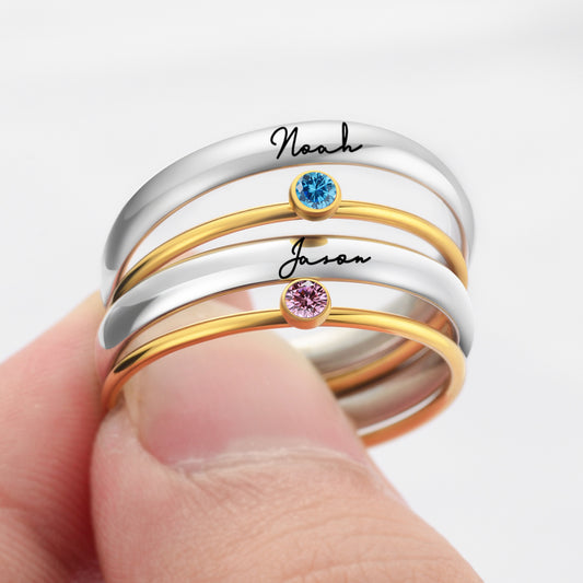Personalized Birthstone Engraved Ring