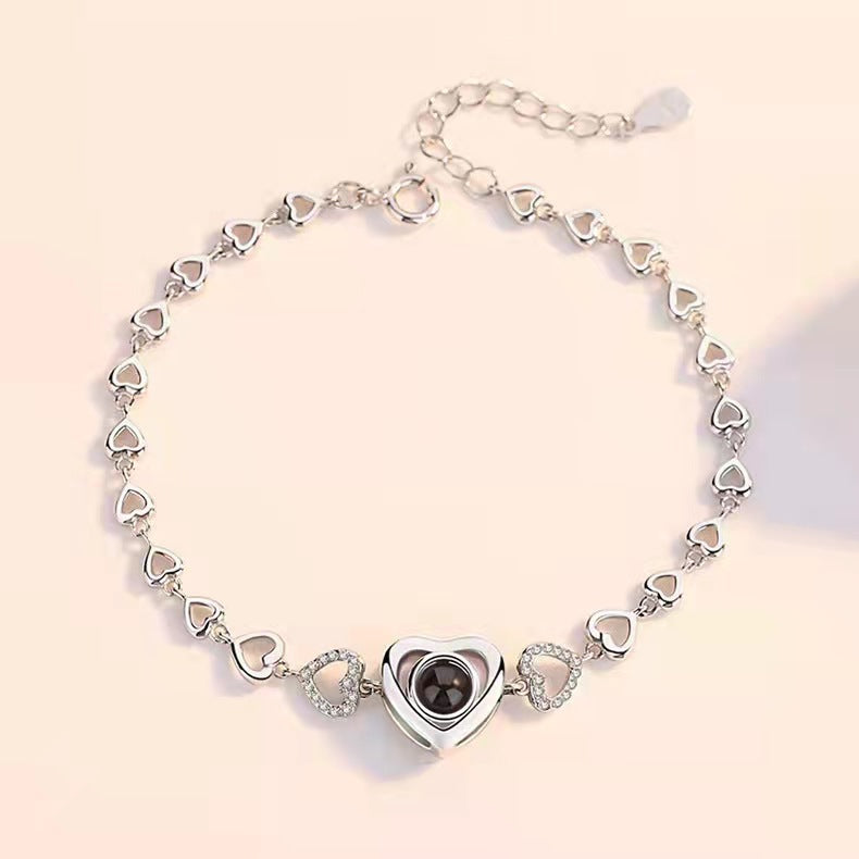 Personalized I love you heart to heart bracelet