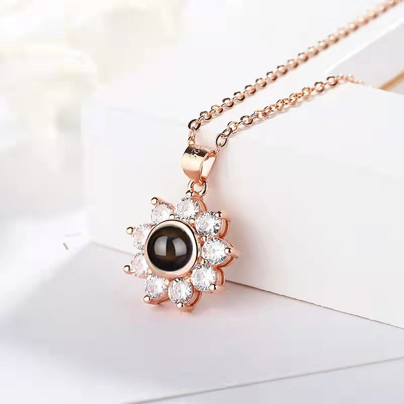Personalized flower photo Necklace