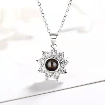 Personalized flower photo Necklace