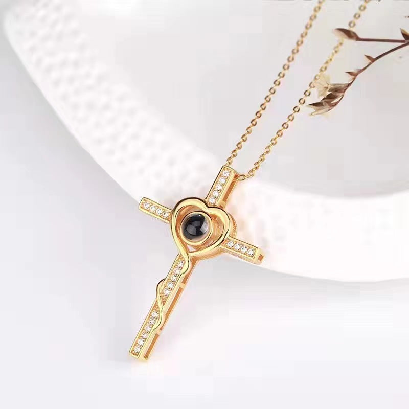 Personalized photo custom Cross Necklace