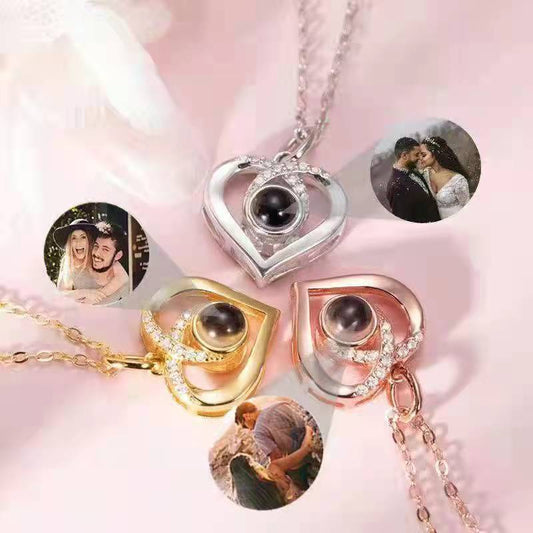 Personalized photo custom Peach Heart Necklace