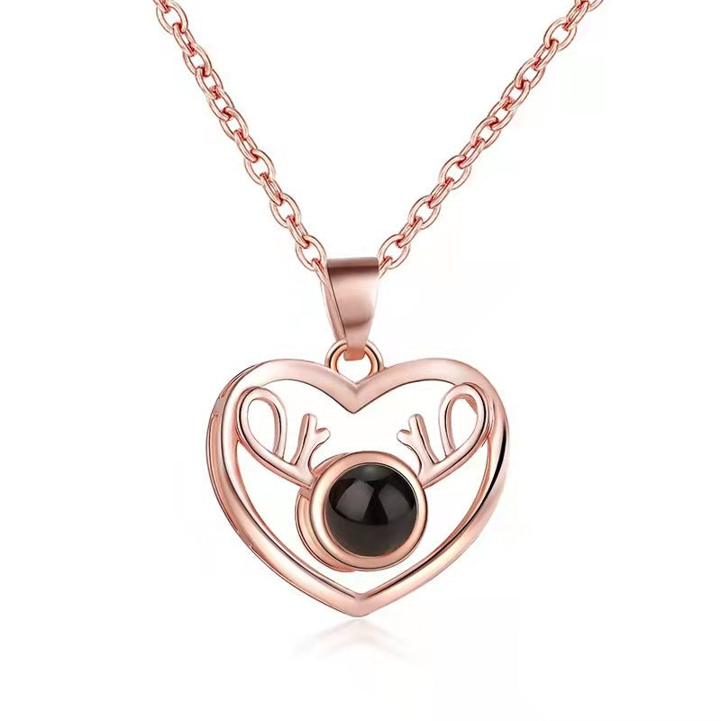 Personalized deer photo Necklace