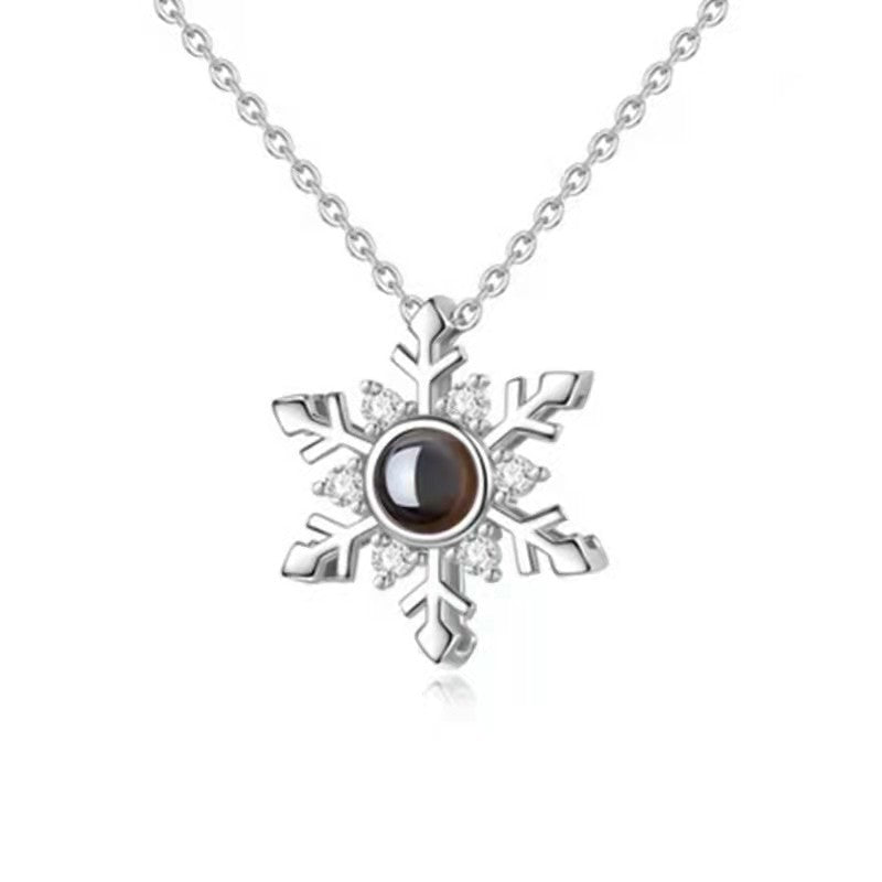 Personalized snowflake photo Necklace