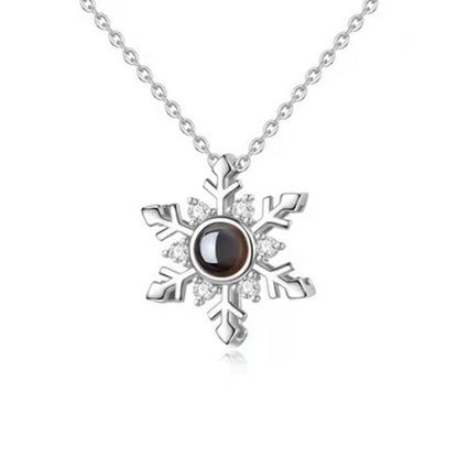 Personalized snowflake photo Necklace
