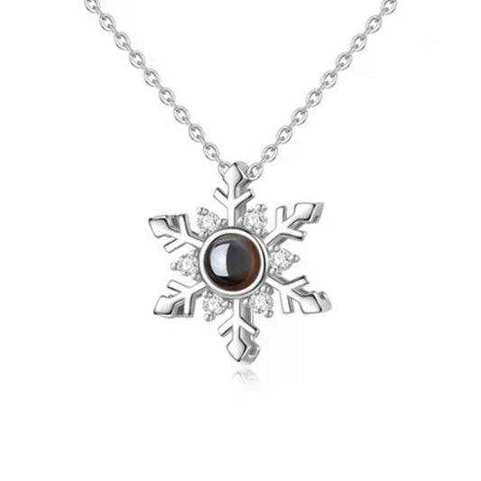 Personalized snowflake photo Necklace