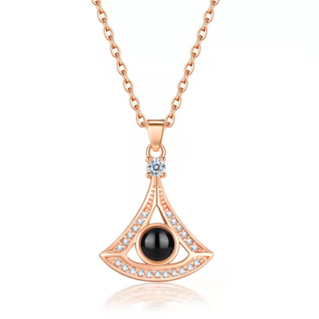 Personalized Diamond Set Photo Necklace